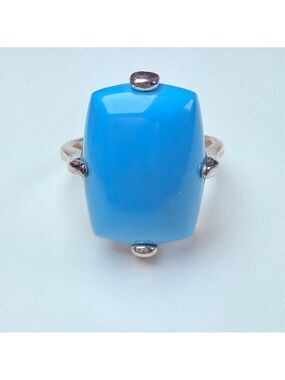 10.75 CT Sleeping Beauty Turquoise Cabochon Southwestern Sterling Silver Ring